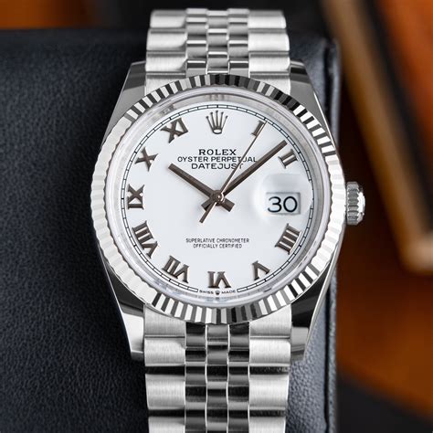 rolex femme datejust 36|Rolex Datejust 36mm white dial.